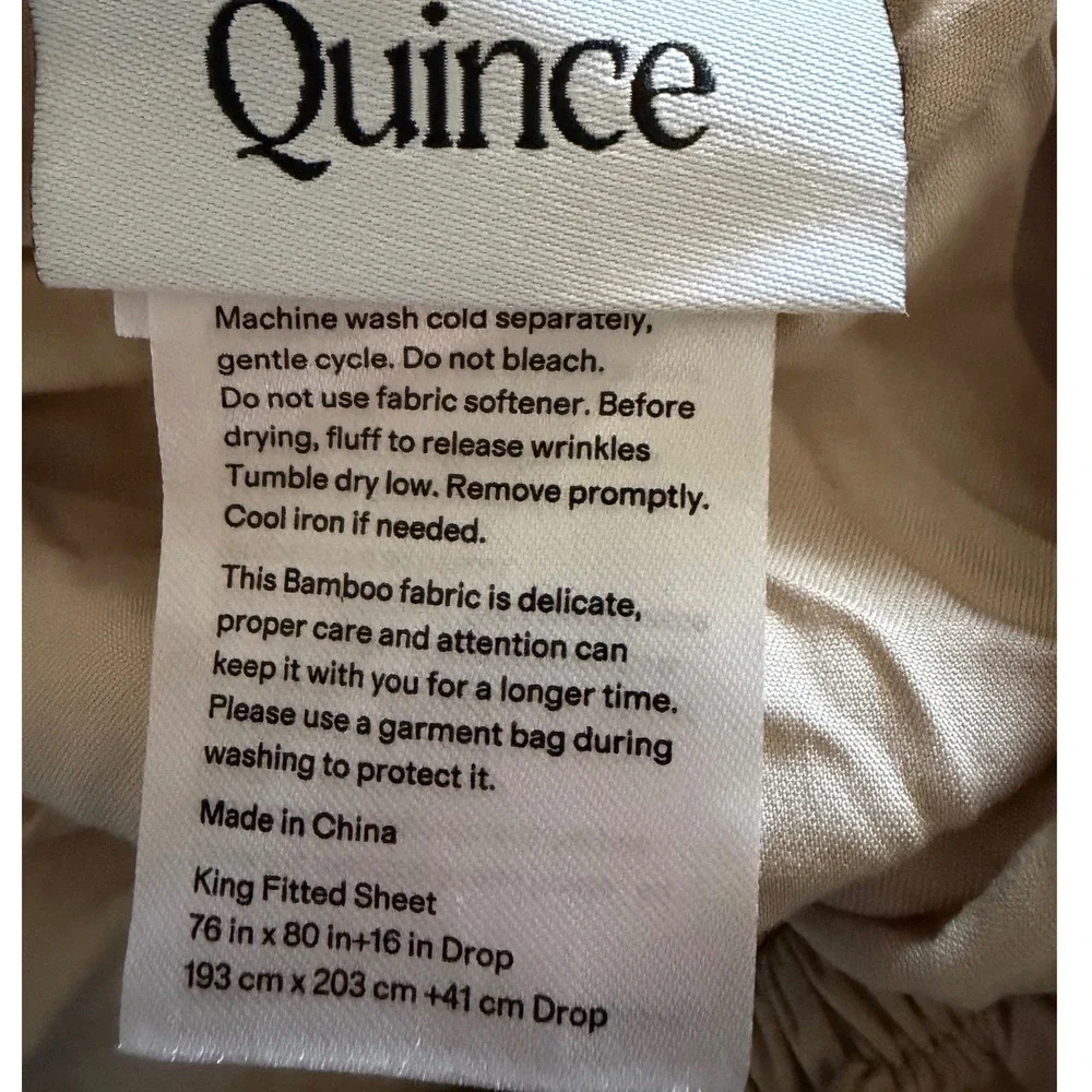 Quince Organic Bamboo King Fitted Sheet Sand Minimalist Cooling Luxury NWOT